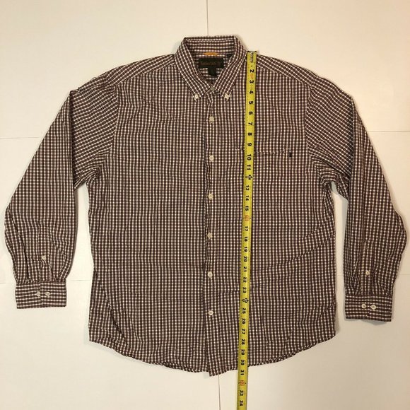 Timberland Long Sleeve Button Down Casual Shirt, XL, Red/White Checks, Cotton - Picture 6 of 8